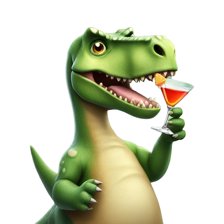 dinosaur holding a martini emoji