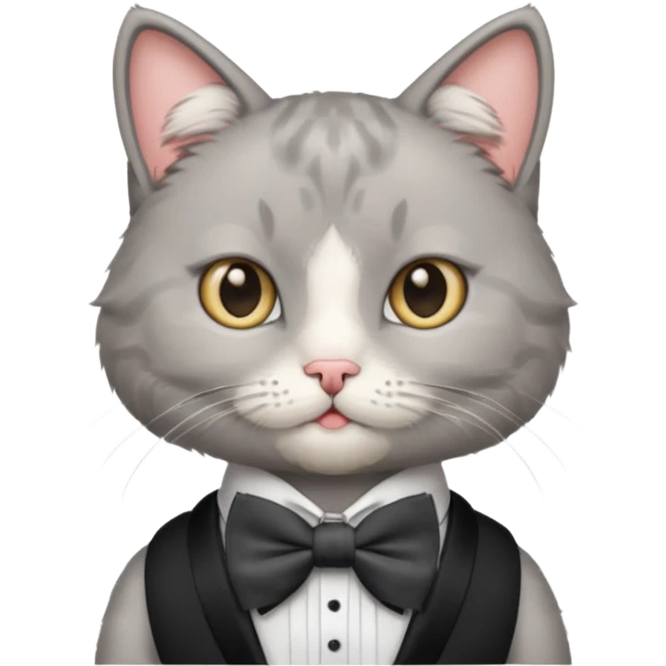 Um gato com lacinho roda emoji