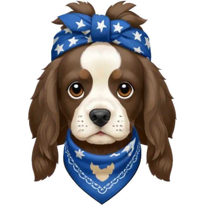 Собака породы черно-белый русский кокер спаниель в бандане Grow Street emoji