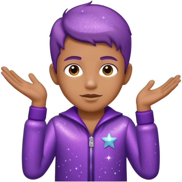 boy supervisor wearing glitter purple glittery clothes emoji