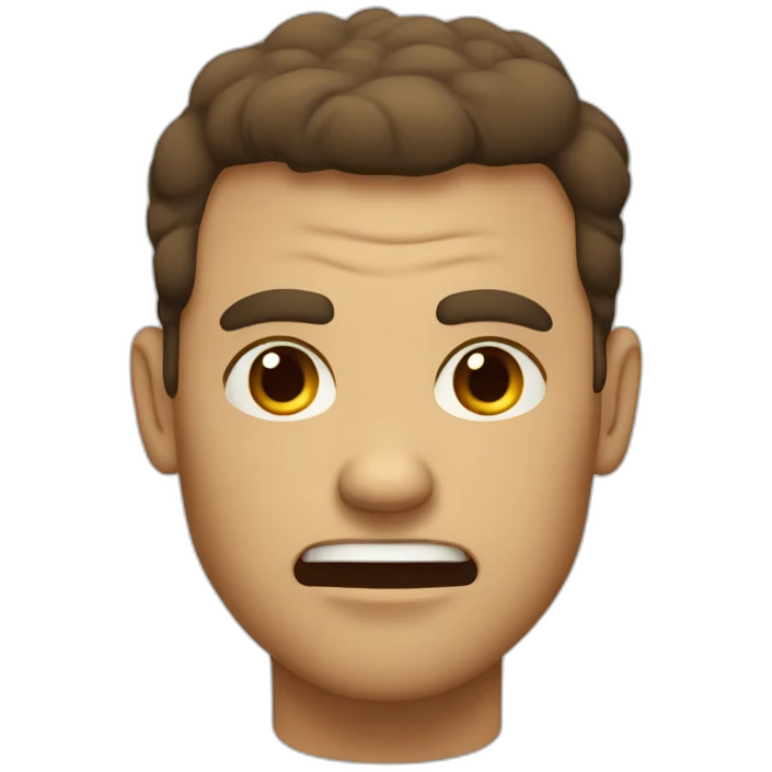 Angry tan guy buzzed brown hair on raft with beige doodle emoji