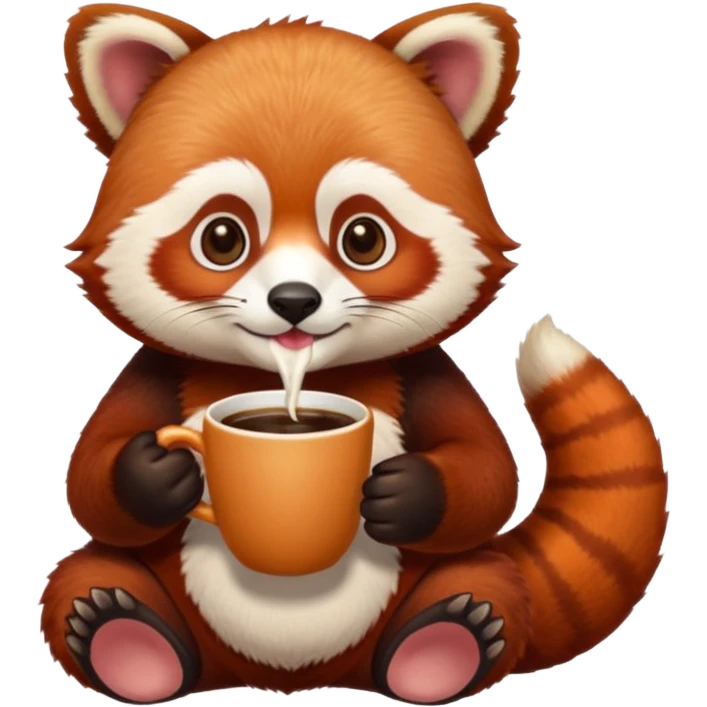 Red panda with coffee  emoji
