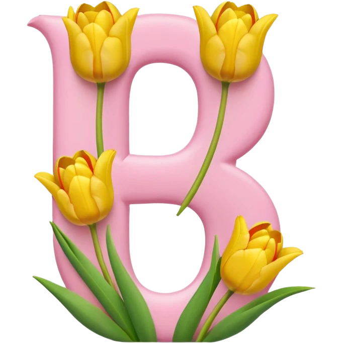 Number 8 made of soft pink and yellow tulips emoji