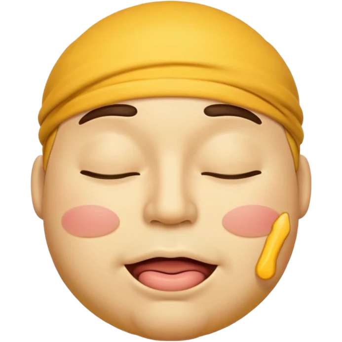 A male emoji with big fat lips with it’s eyes closed not smiling with its mouth closed and it’s yellow while making the ishowspeed face emoji