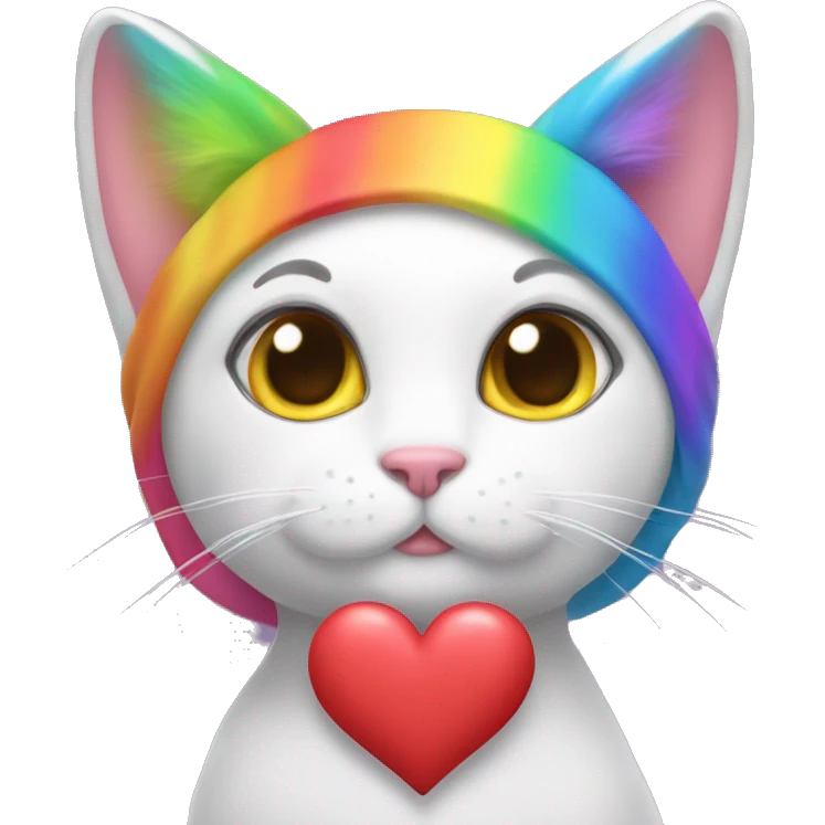 A rainbow cat wearing heart headband￼ emoji