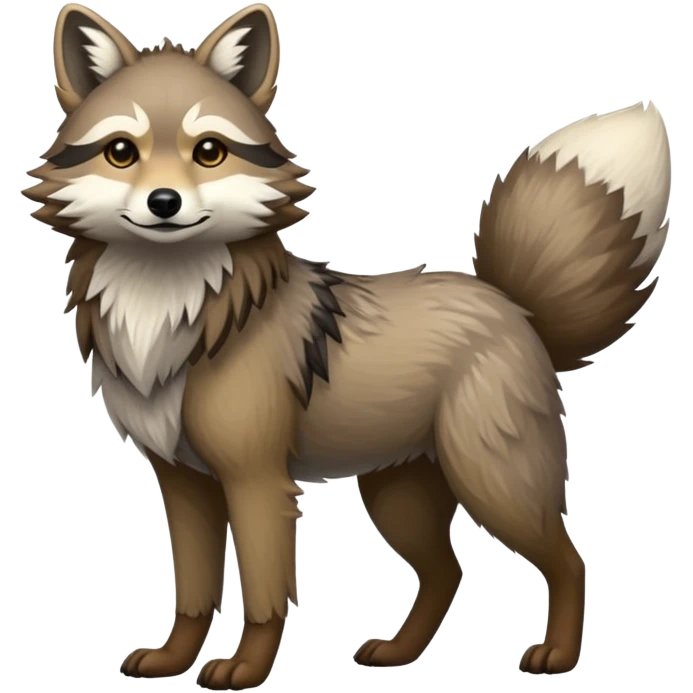 LiLaiRa-GriffSnuff-tanuki-greywolf-coywolf-Coyote-Fakémon-animal-creature, full body emoji