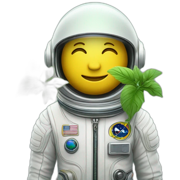 Astronaute jaune avec une plante verte sur la tête emoji