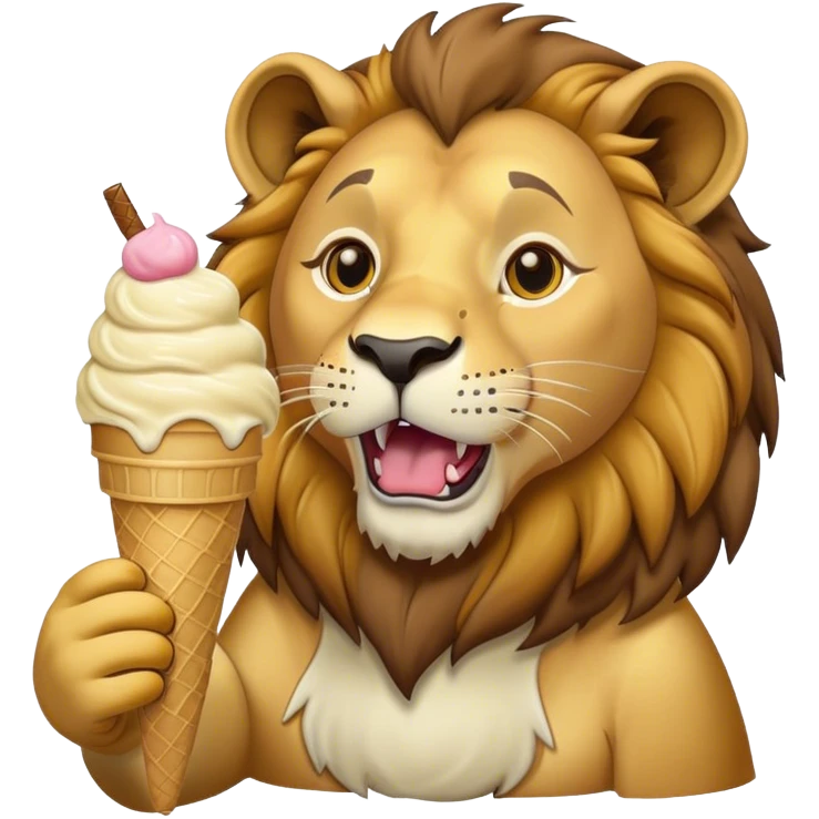 Lion eating ice cream  emoji