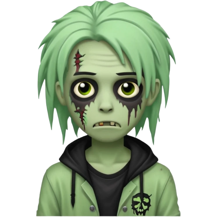 boy zombie with black dreads emo emoji