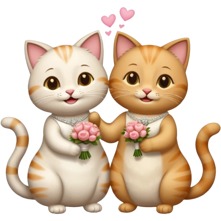 two happy cats getting married emoji
