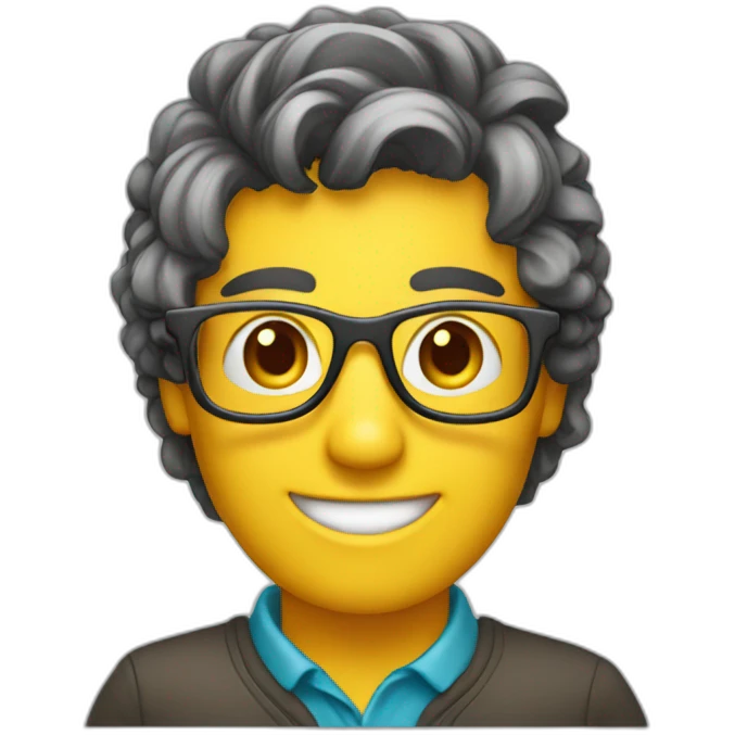 happy programer with glasses hairstyle curtains emoji