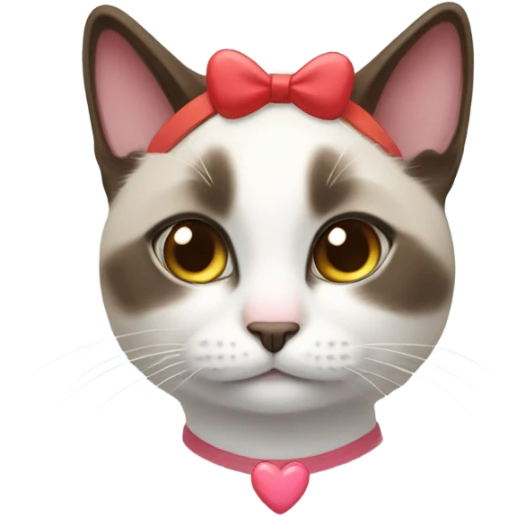 Snowshoe cat with heart headband emoji
