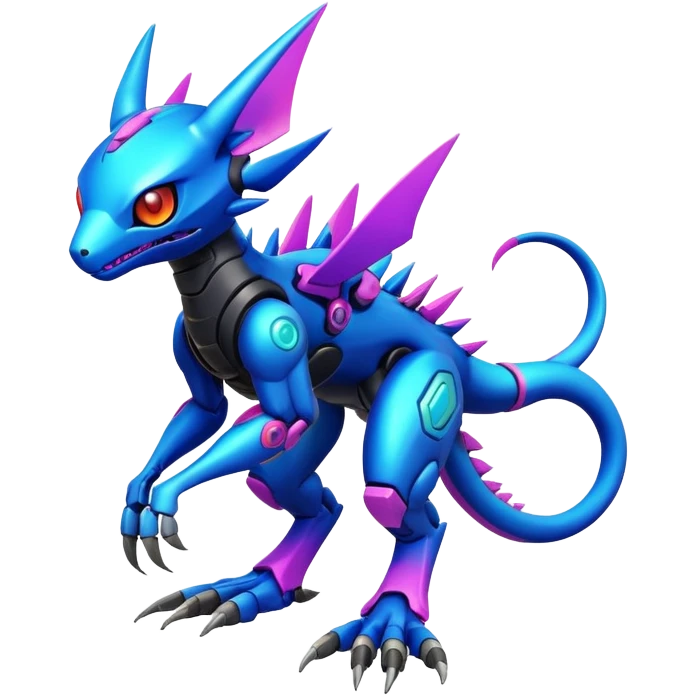  colorful futuristic modern cyber-Fakémon-Digimon-Trico-Vernid-creature (full body) emoji