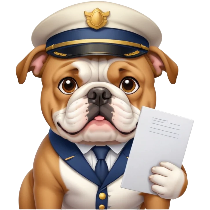 english bulldog with a postman emoji