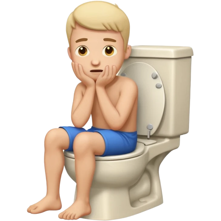man on toilet, embarrassed expression, emoji style emoji