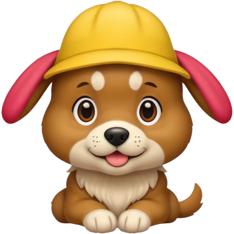 puppy dog with hat yellow emoji