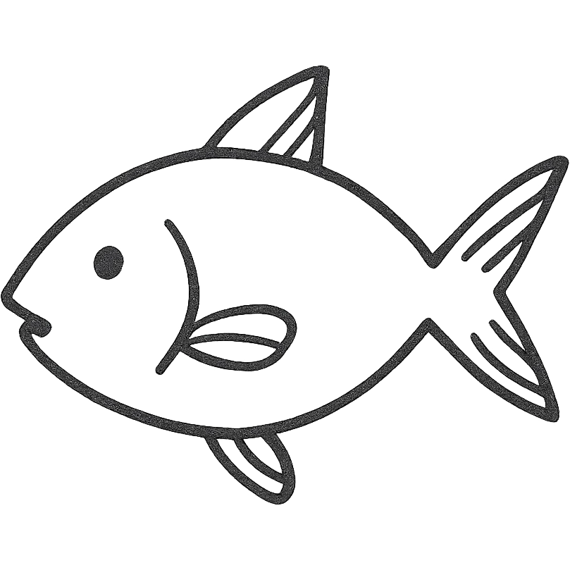 fish, minimal and simple, hand drawn icon style emoji