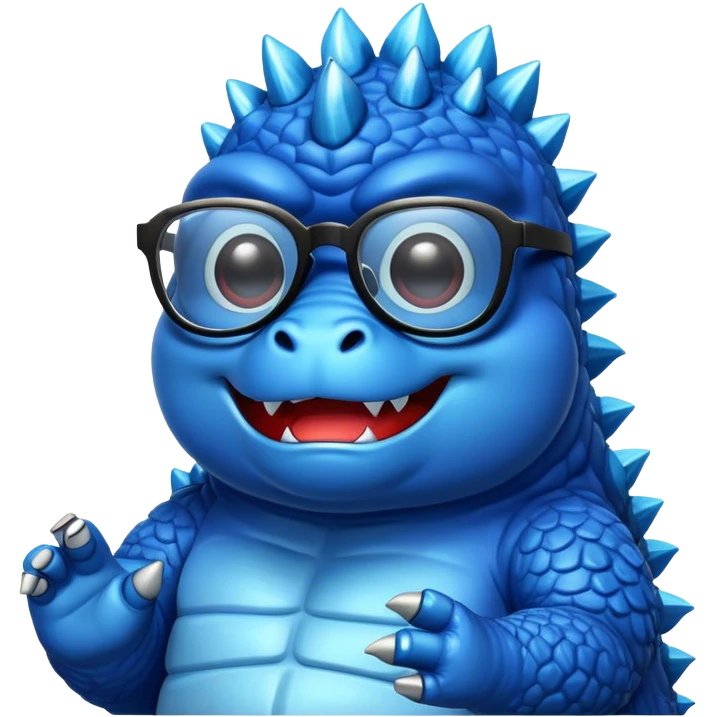 Blue Godzila with glasses emoji