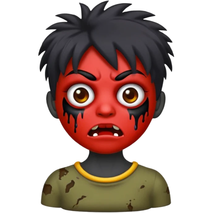 emoji de garota zumbi de cabelo preto e MINI franja emoji