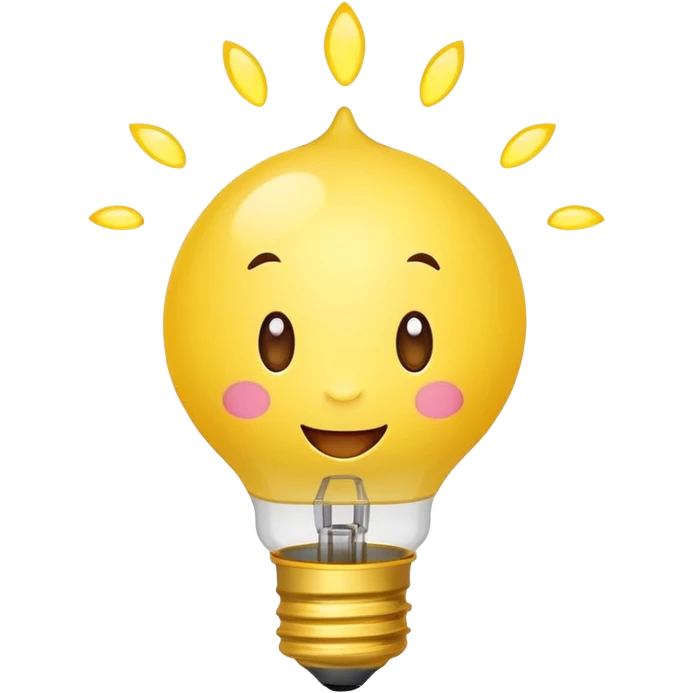 Bulby bulb character, cheerful expression, classic emoji style emoji