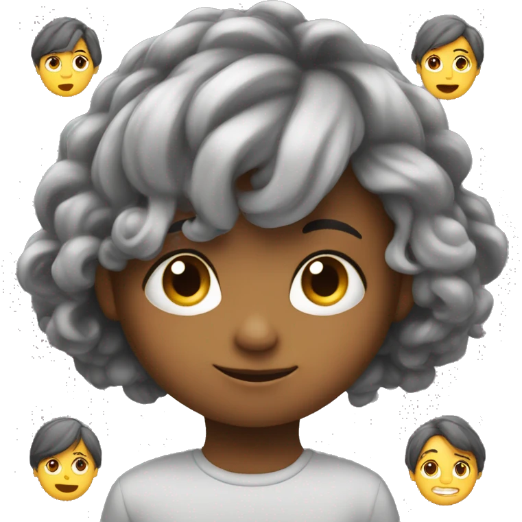 inspired child with hair that is their brain emoji