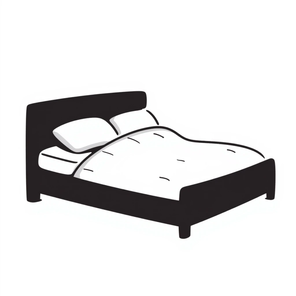 a bed, hand drawn doodle style, casual lines emoji