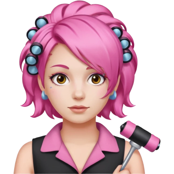pink hair with rollers emoji