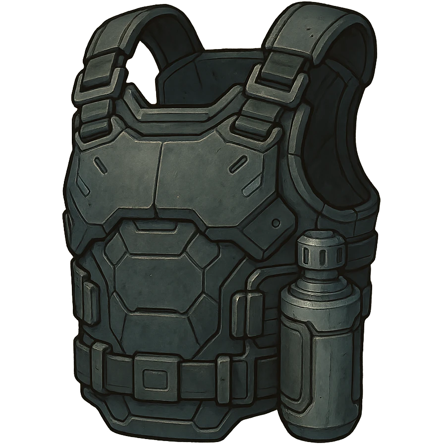 the image is the icon for a videogame insta-use item, it is armor [plate carrier]- futuristic cyberpunk - gray canister -ready to equip-  it is master craftsmanship emoji