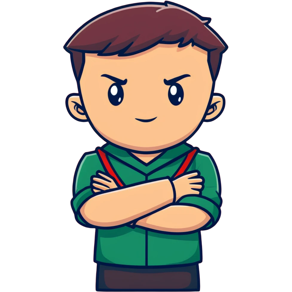 Furious Slytherin student Graham with arms crossed wearing house uniform emoji