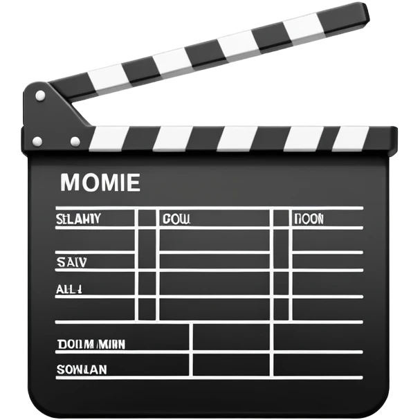 basic movie slate in black and white, clean lines and simple design emoji