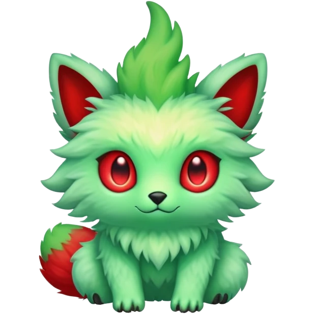 Kawaii Cute Edgy Green Red ethereal Fionbri-Vernid-Trico-animal-creature full body emoji