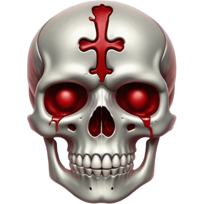 metallic anatomic bones with blood, steel texture, dark dramatic tone, minimal details emoji