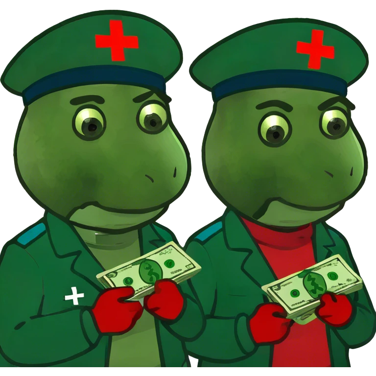 paramedics with red jacket red cross holds money  emoji