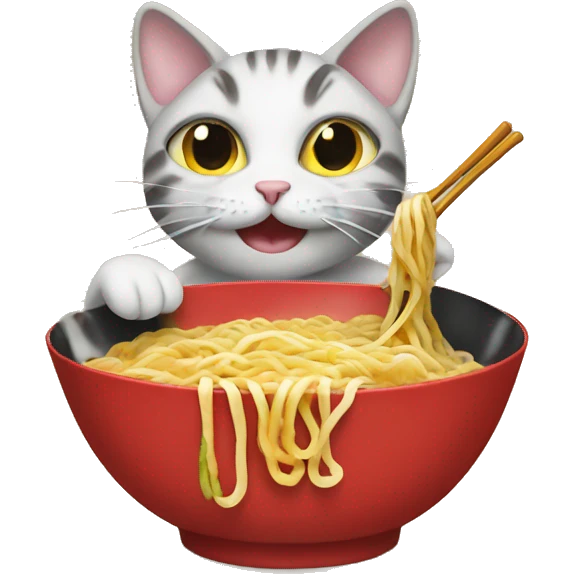 cat eating ramen emoji