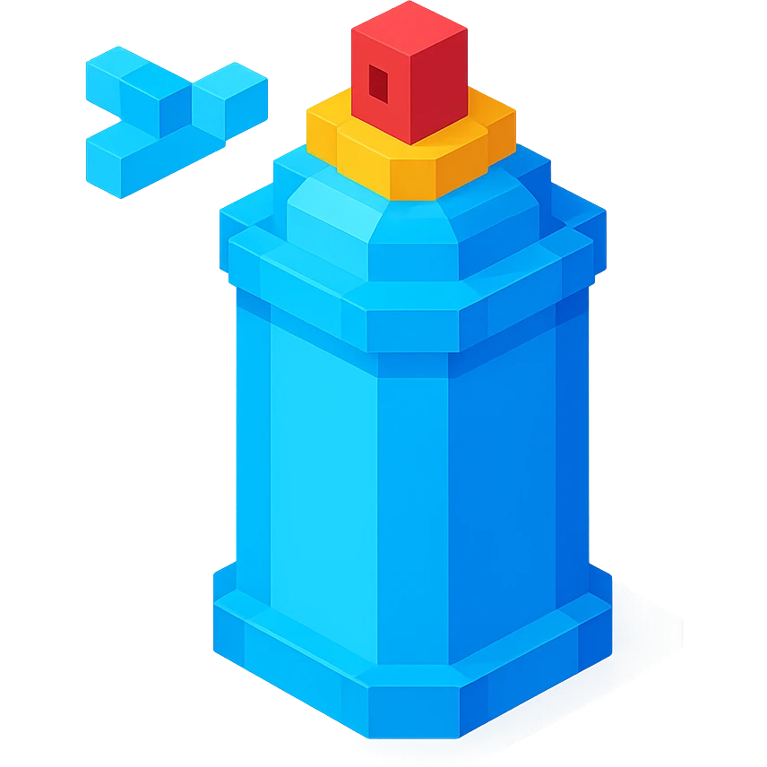 voxel style isometric spray paint can, blue color emoji