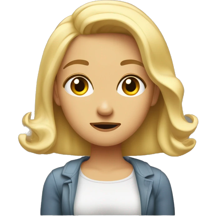 young blonde woman with a puzzled expression, raised eyebrows, and a slight shrug. Her lifted shoulders and hands out to the sides show a classic "I don’t get it" gesture, perfect for expressing confusion or disbelief. emoji