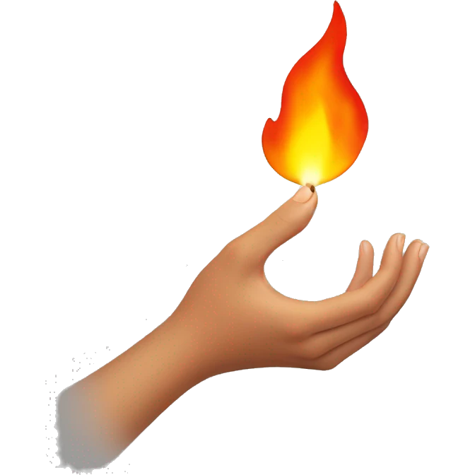 female hand holding flame emoji