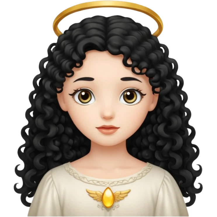 Gentle angel with long black curls emoji