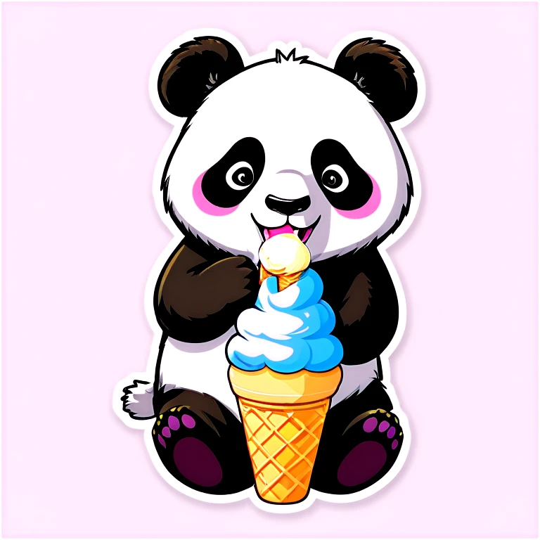 Panda eating ice cream emoji