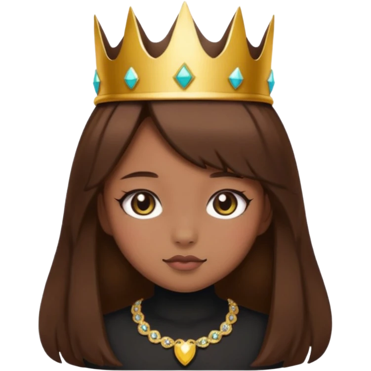  black cat kawaii brown hair girl with crown emoji
