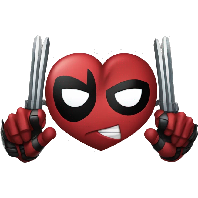 Deadpool and wolverine making a heart hands emoji
