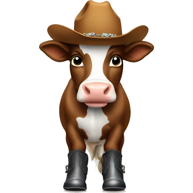 Cow wearing cowboy boots emoji