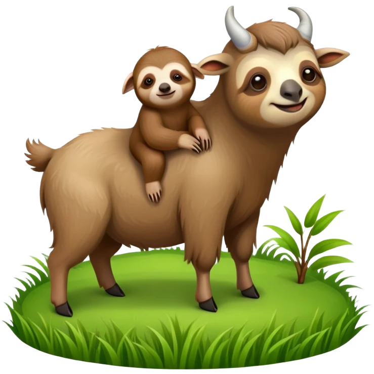 Sloth on top of a goat emoji