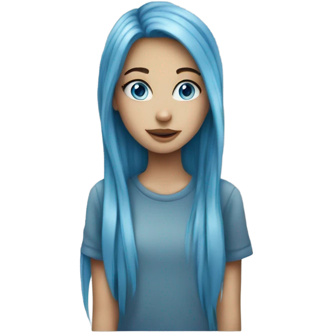 teenage girl with blue eyes and long blue hair and nose ring emoji