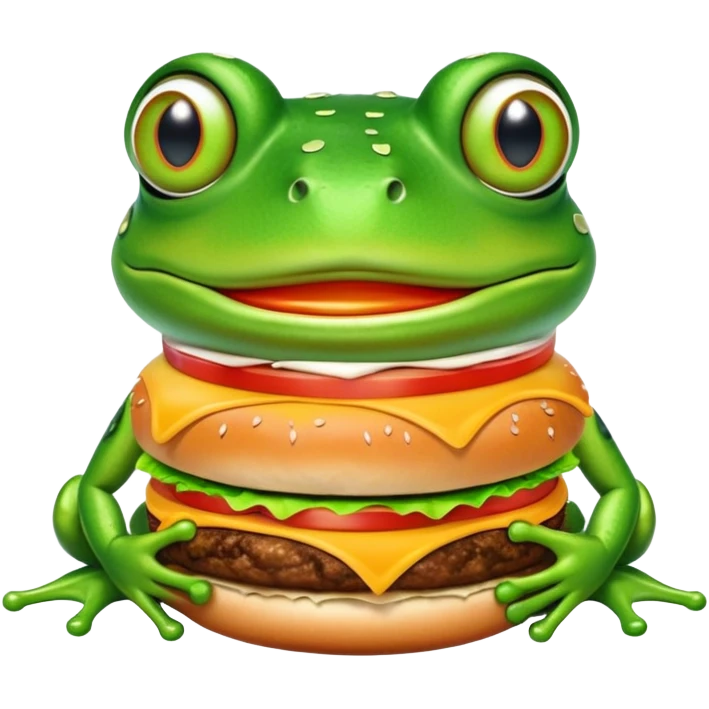Frog eating burger emoji
