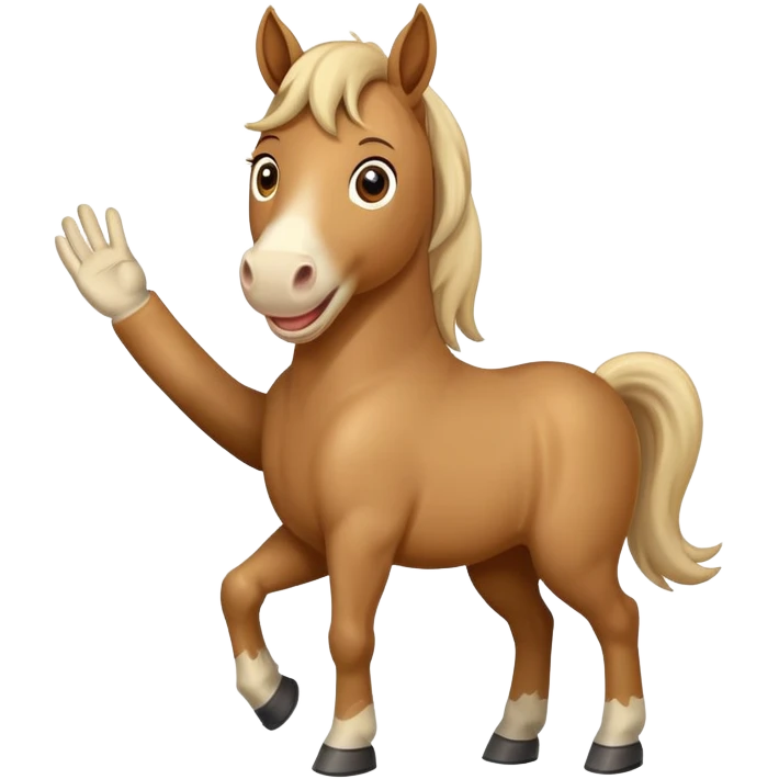 Сделай кароче лошадь которая улыбается и передаёт копытом привет  emoji