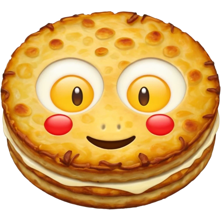 emoji of a Swiss rösti, round, golden and crispy WITHOUT FACE emoji