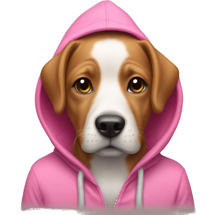 Dog wearing a pink hoodie  emoji