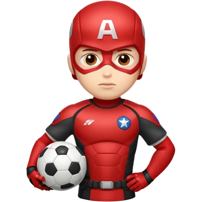 Capitan america con la corazza rossa e al posto dello scudo ha uno sudo della squadra ACMilan emoji