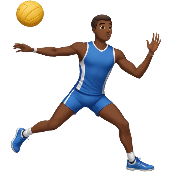Guy dark skin playing volleyball with thick legs emoji